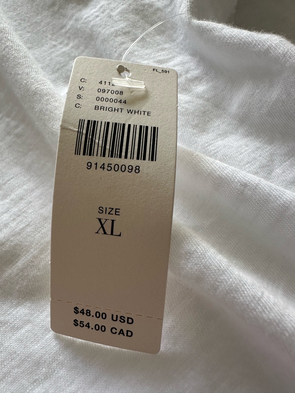 Pilcro white V-Neck Tee NWT relaxed fit, size XL - Picture 7 of 10